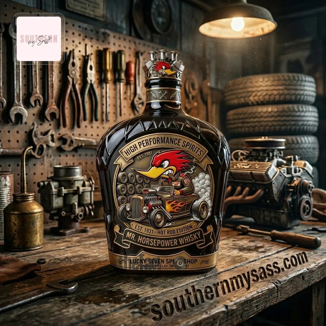 Mr. Horsepower Hot Rod Edition Collectible Whiskey Bottle