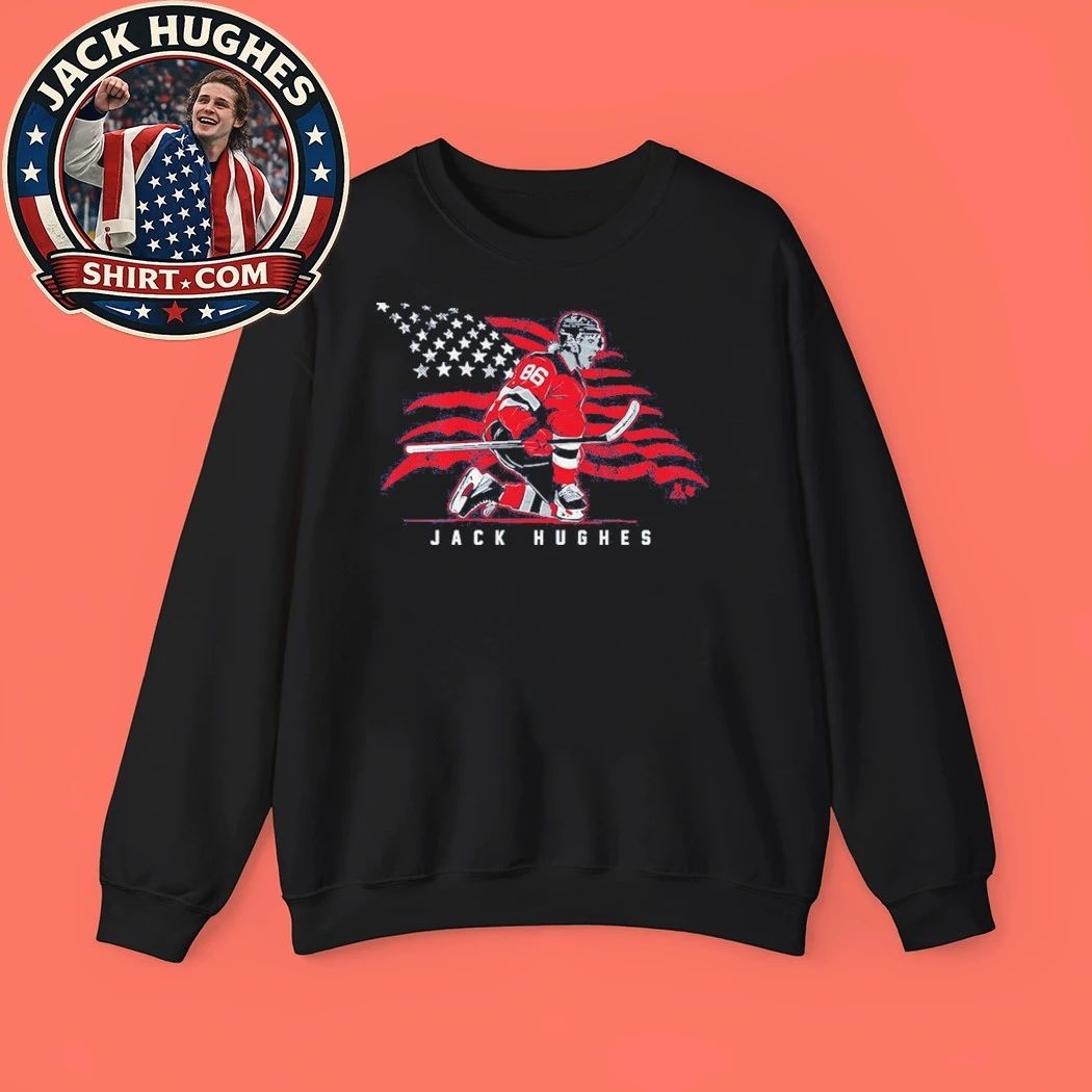 Jack Hughes Stars & Stripes Superstar Pose USA Flag Shirt