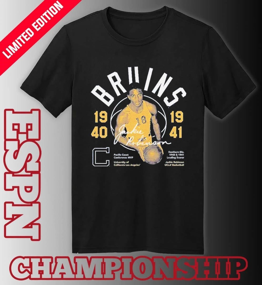 UCLA Bruins Jackie Robinson #42 1940 1941 Basketball T-Shirt