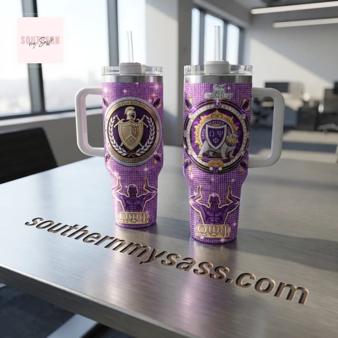 Omega Psi Phi Fraternity Stanley Diamond Glitter Tumbler