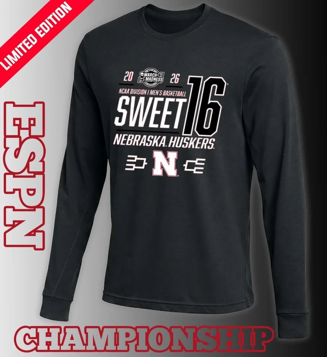 Nebraska Cornhuskers Men’s Basketball Sweet 16 Bound Net 2026 Shirt