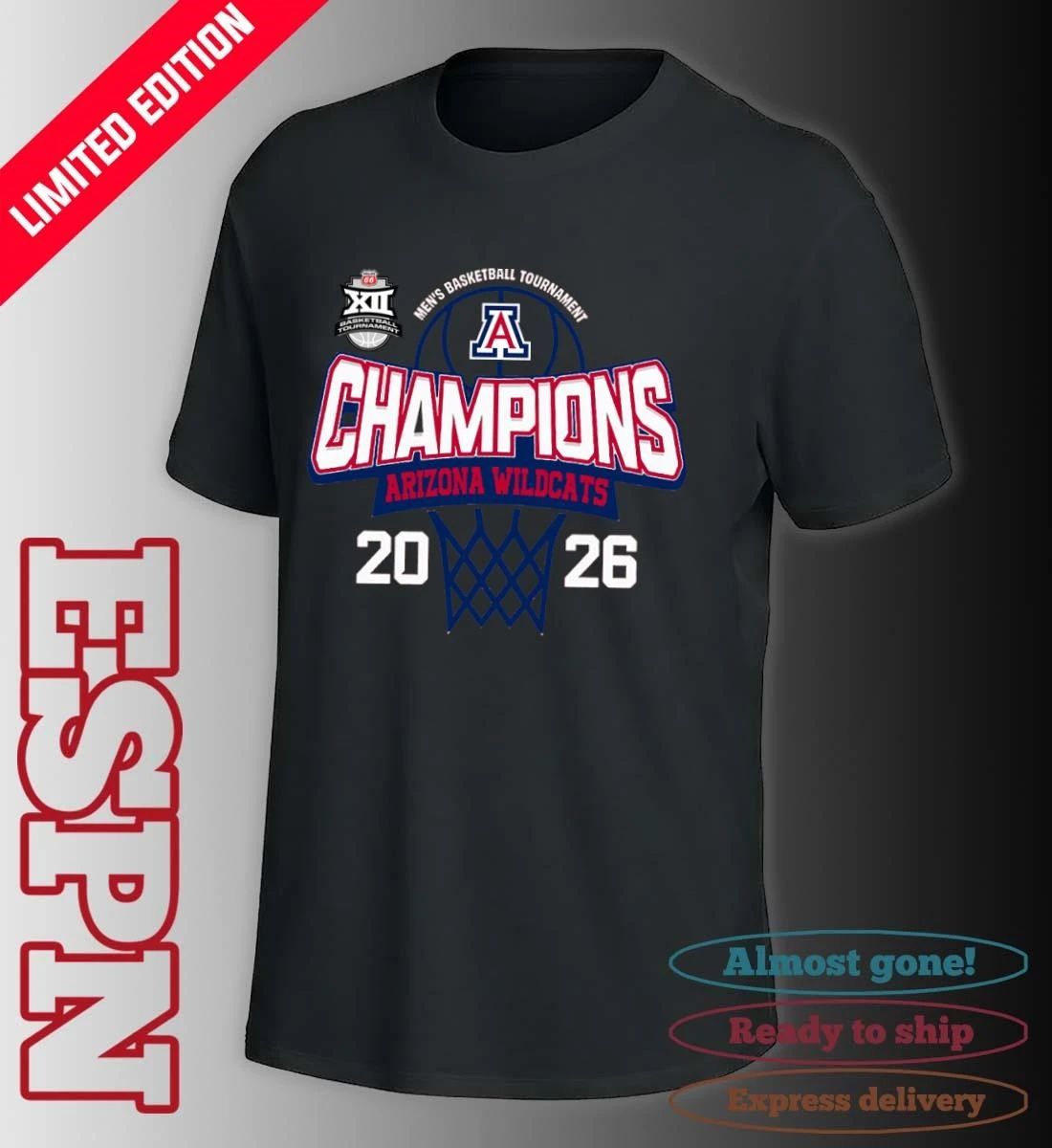 Big 12 Conference Men’s Basketball Tournament 2026 Champions Arizona Wildcats T-Shirt