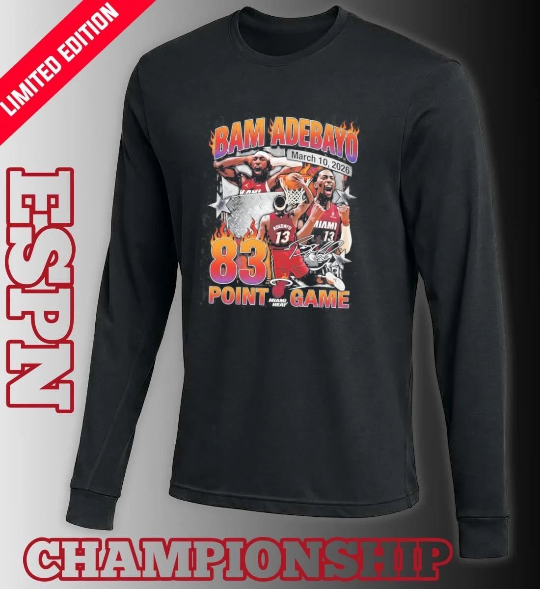 Bam Adebayo Miami Heat 83 Point Game March 10, 2026 Shirt