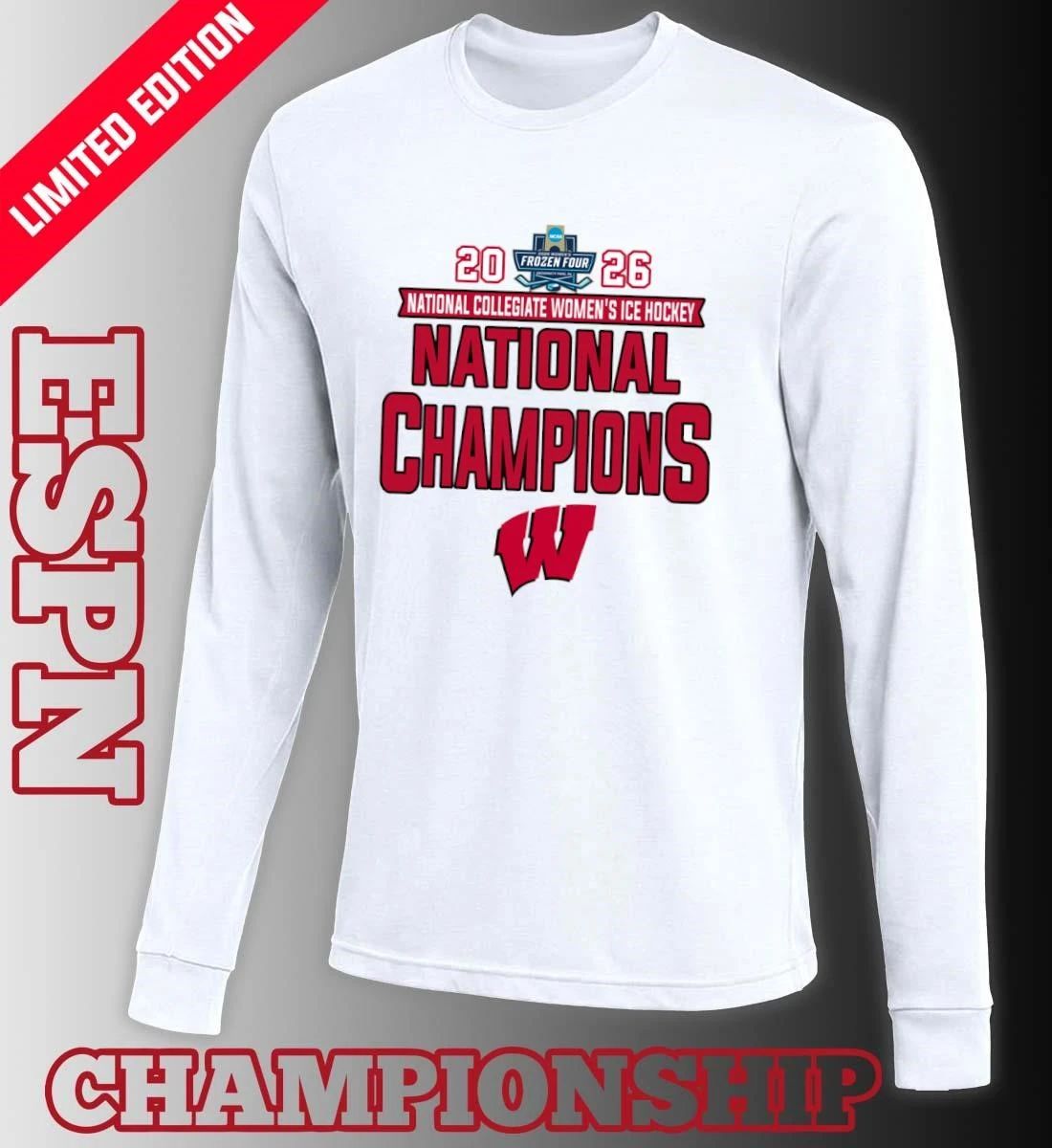 Wisconsin Badgers National Collegiate Women’s Ice Hockey Champions 2026 T-Shirt
