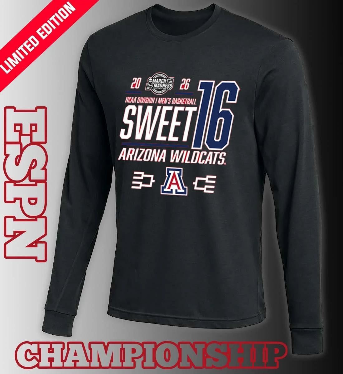 Arizona Wildcats NCAA Men’s March Madness Sweet 16 Shirt
