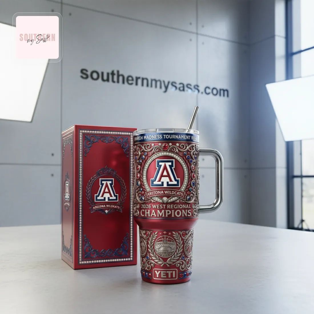 Arizona Wildcats 2026 West Regional Champions March Madness Handled Tumbler