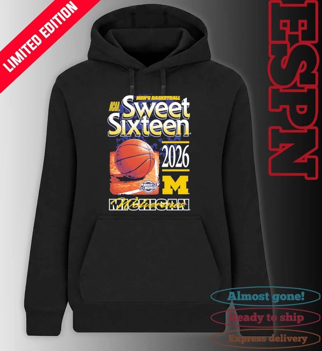 Michigan Wolverines 2026 NCAA March Madness Sweet 16 Bound Shirt