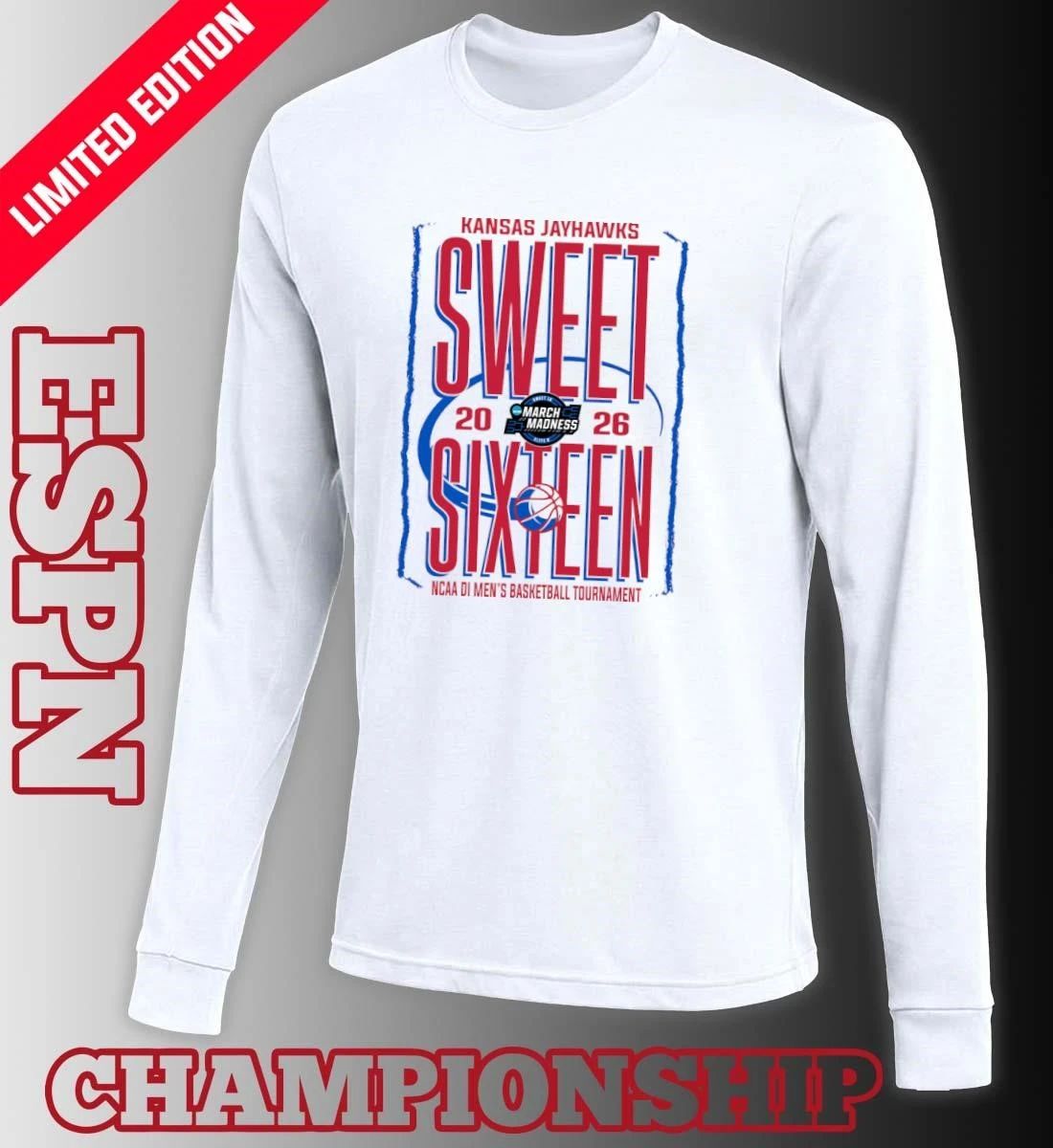 Kansas Jayhawks Sweet Sixteen 2026 NCAA DI Men’s Basketball Tournament T-Shirt