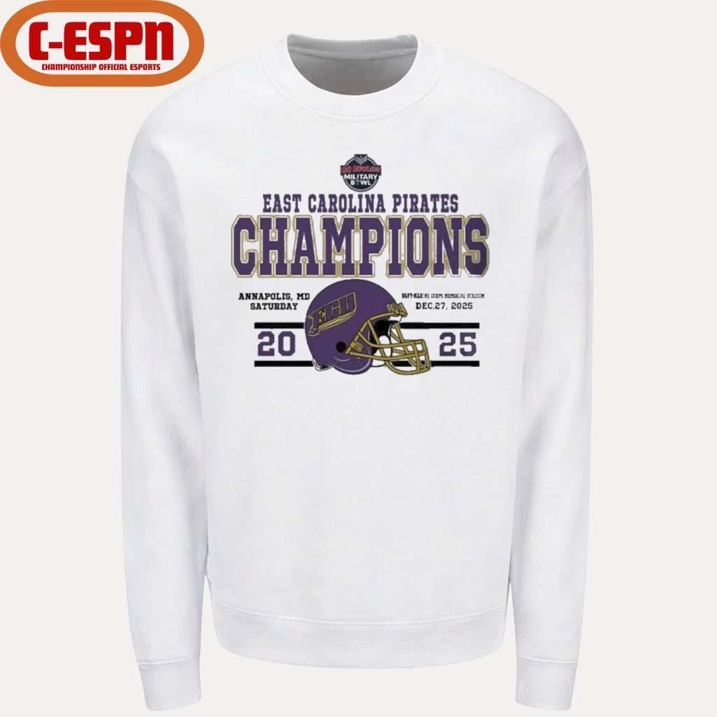 East Carolina Pirates Football Named To Champions 2025 Go Bowling Military Bowl Shirt