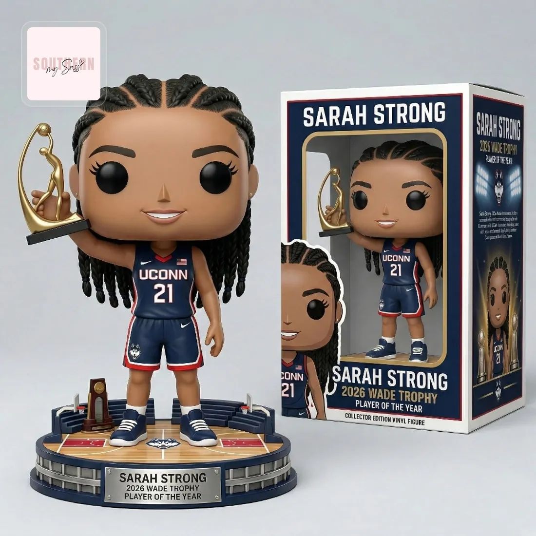 Sarah Strong UCONN 2026 Wade Trophy Player of the Year Pop Figure Doll