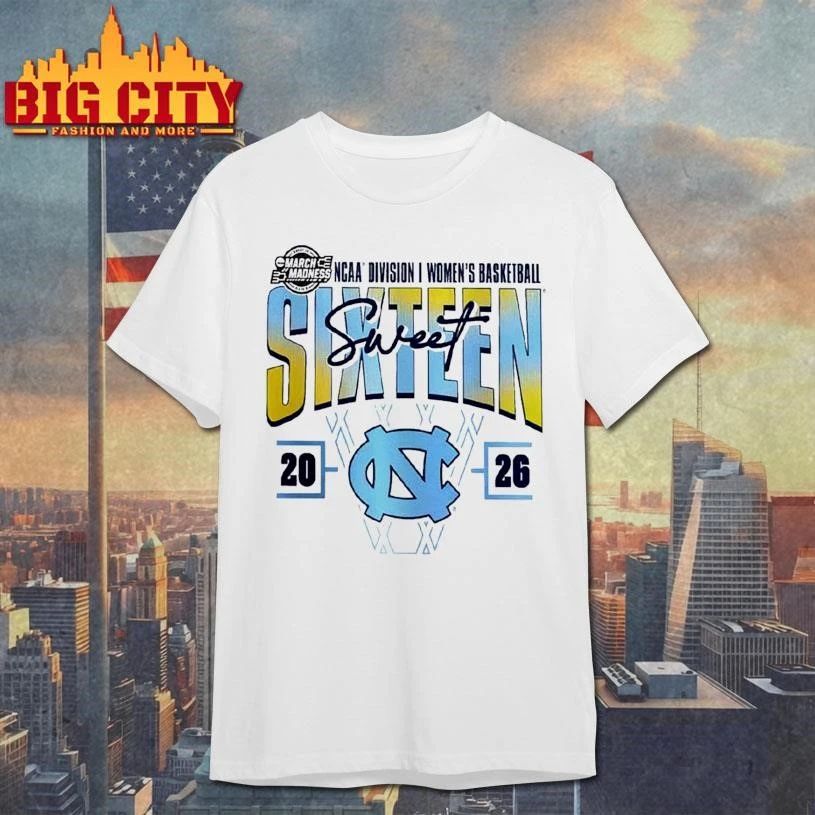 North Carolina Tar Heels 2026 NCAA Women’s Basketball Tournament March Madness Sweet 16 Court Shot College Shirt