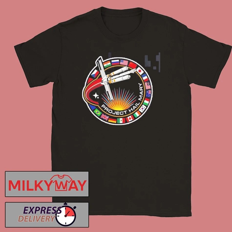 Project Hail Mary Spaceship With Nation Flags Mission Patch T-Shirt