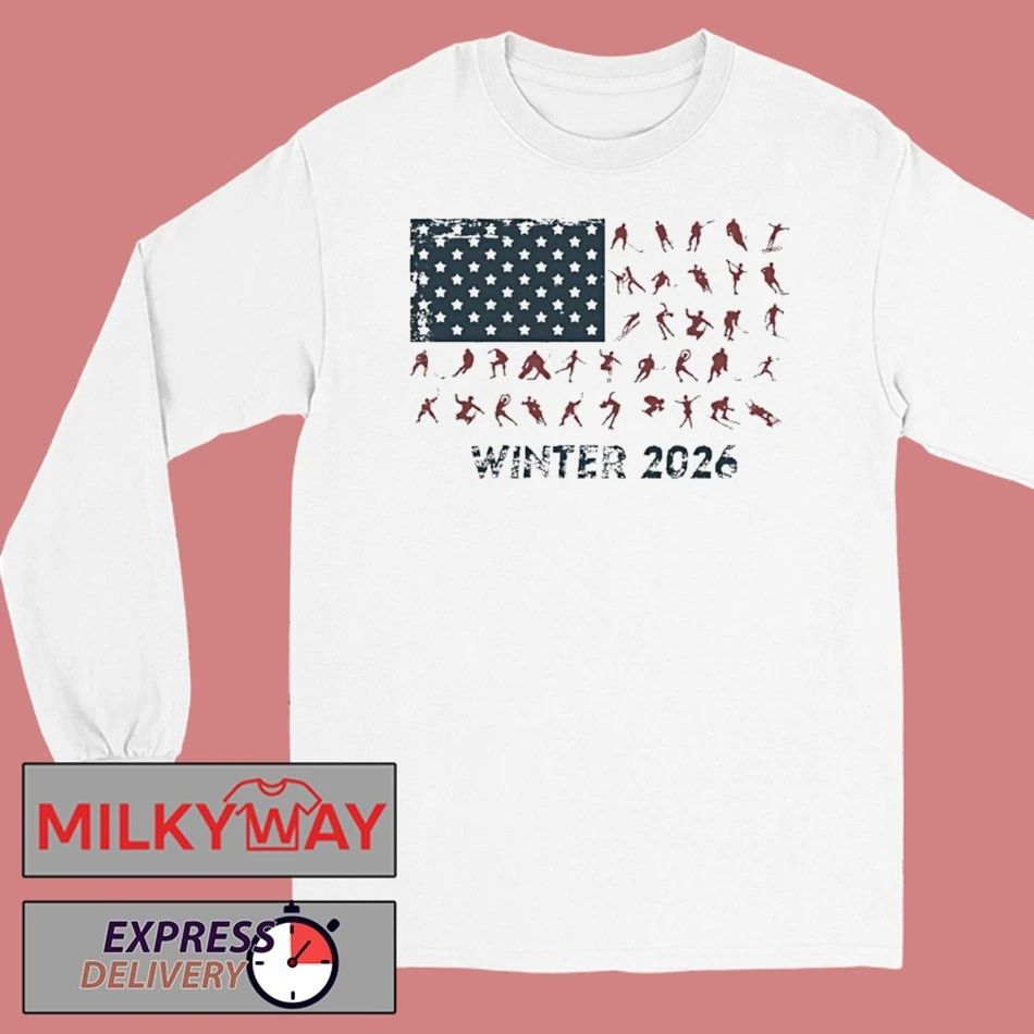 Usa Winter Sports American Skiing 2026 Flag Shirt