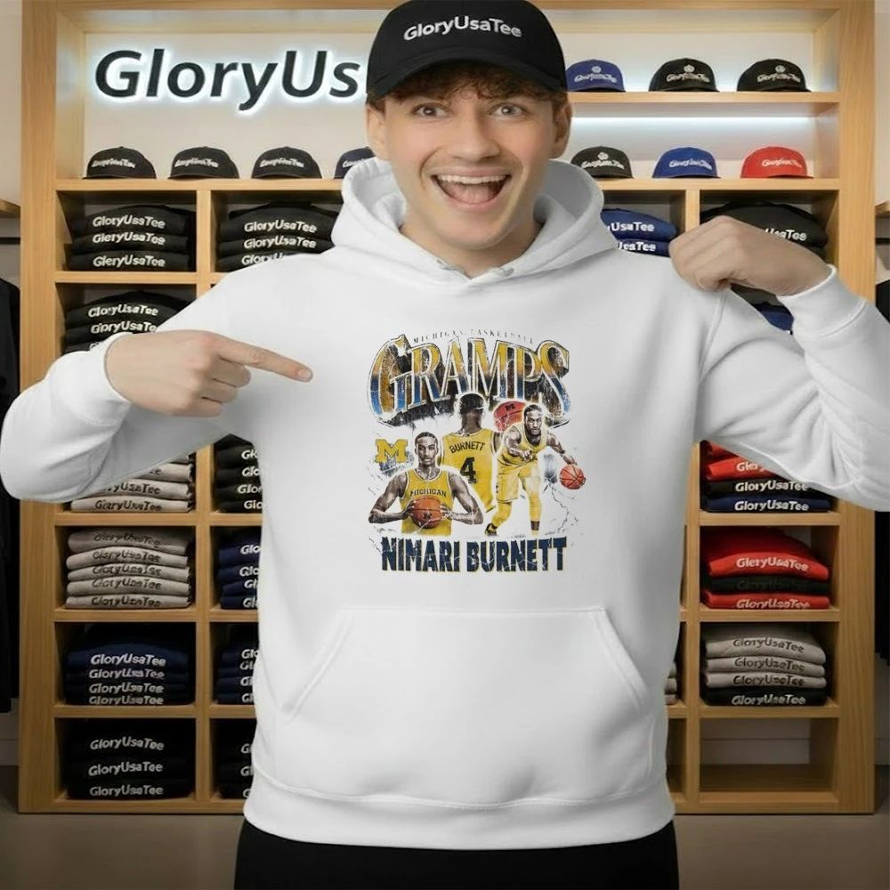 Nimari Burnett Michigan Basketball White Gramps Graphic Shirt