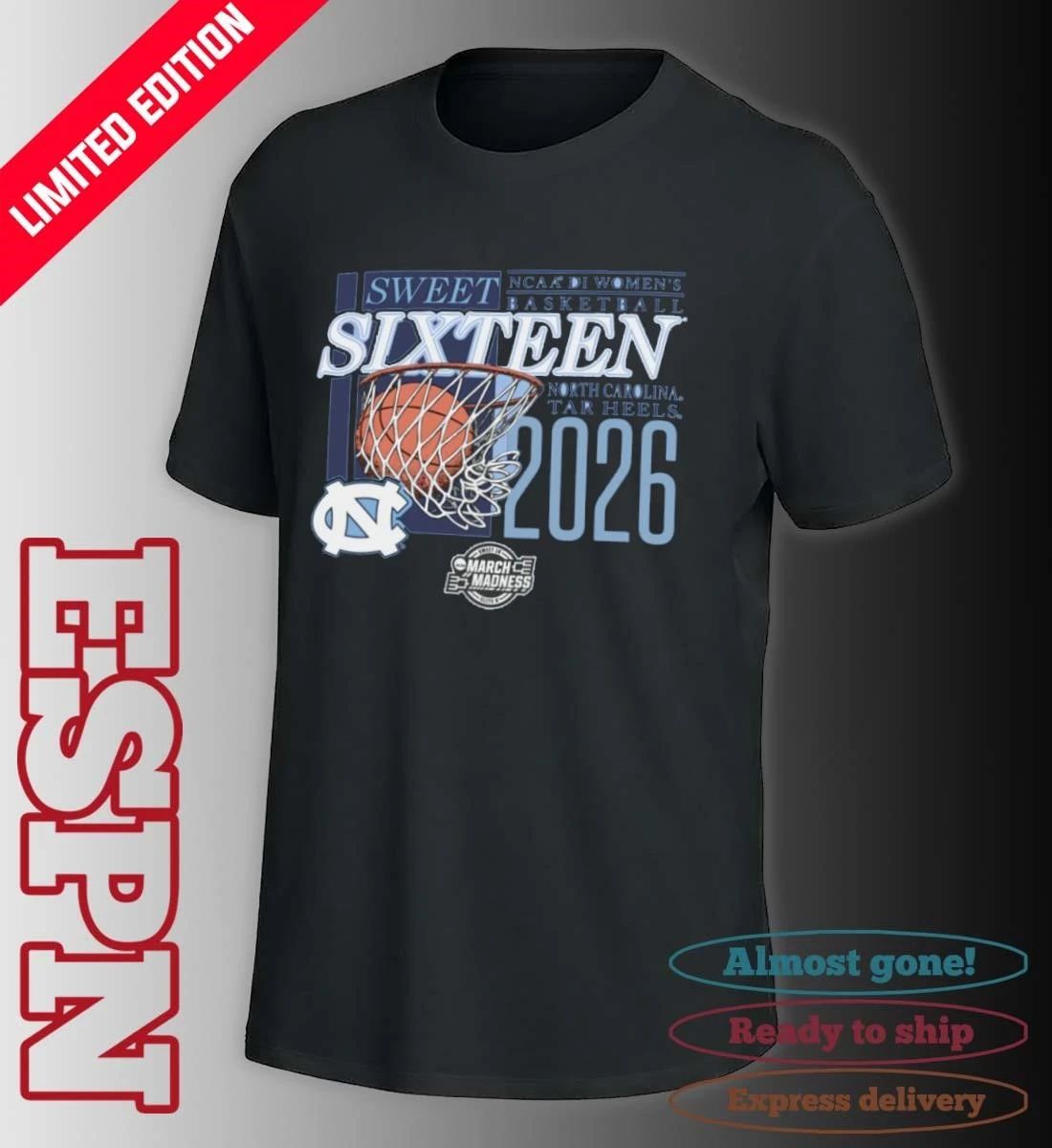 UNC Tar Heels 2026 NCAA DI Women’s Basketball Sweet Sixteen – Fort Worth Regional T-Shirt