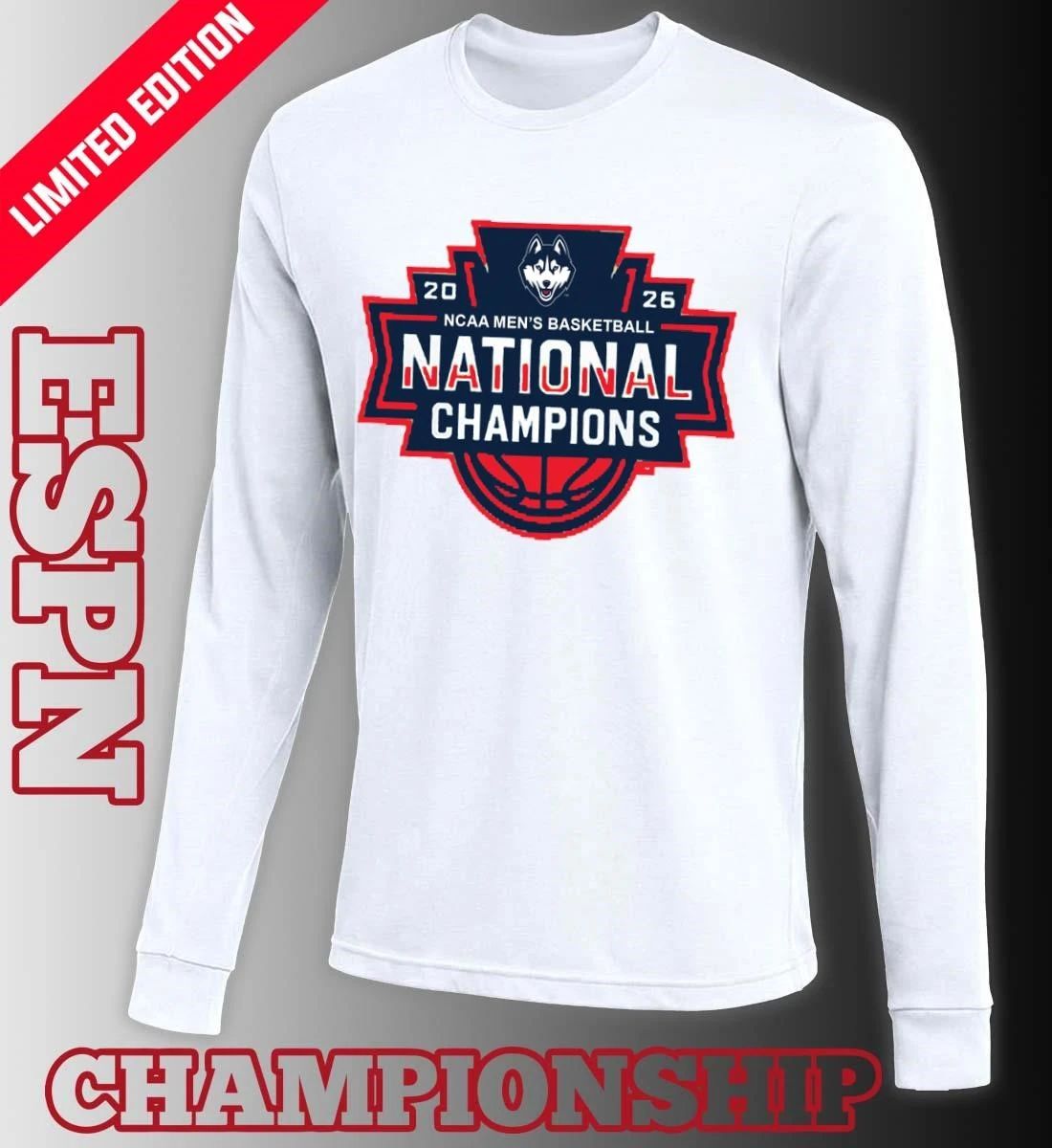 UConn Huskies 2026 NCAA DI Men’s Basketball National Champions Official Logo T-Shirt