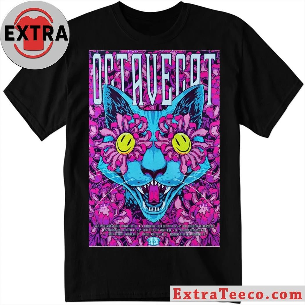 Octave Cat Psychedelic Spring 2026 Tour Poster T-Shirt