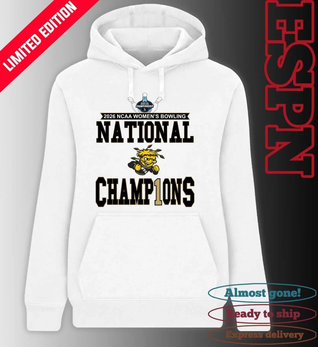 Wichita State Shockers 2026 National Collegiate Women’s Bowling National Champions Locker Room T-Shirt