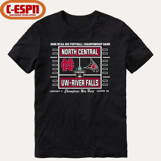 2026 NCAA DIII Football Championship UW–River Falls Falcons Vs North Central Cardinals T-Shirt