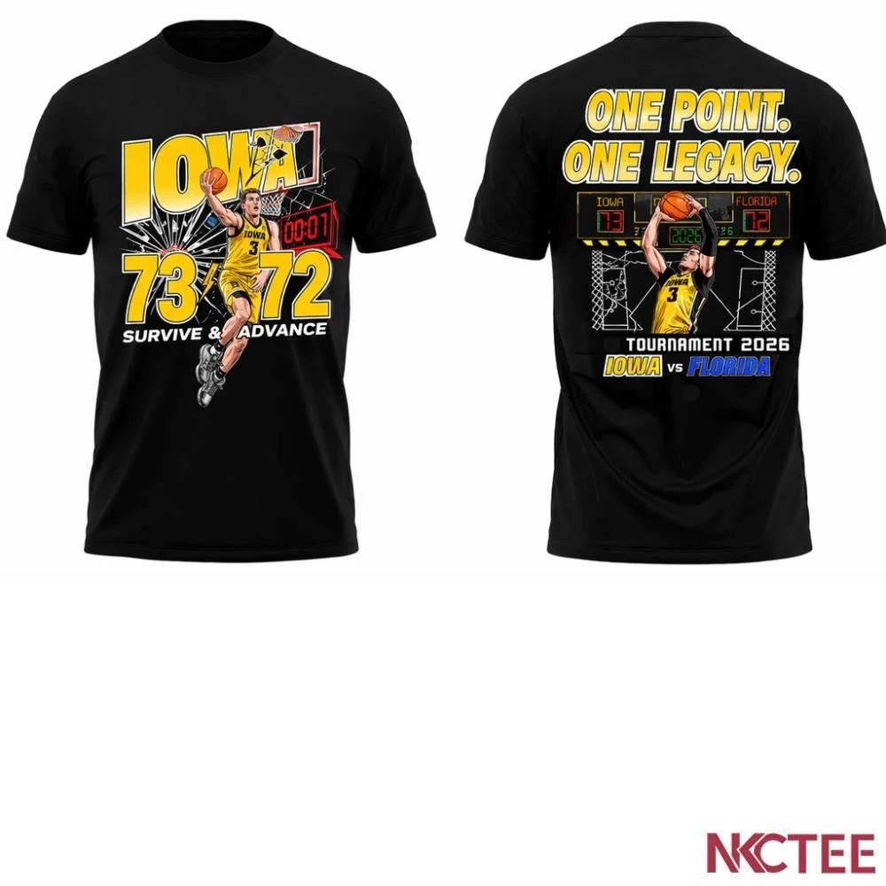 NKCtees Iowa One Point Glory Tee – 2026 NCAA Tournament 73-72 Victory Shirt