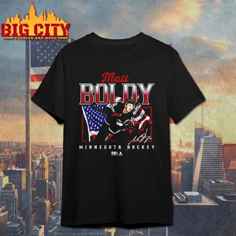 Matt Boldy Minnesota USA Flag signature t-shirt
