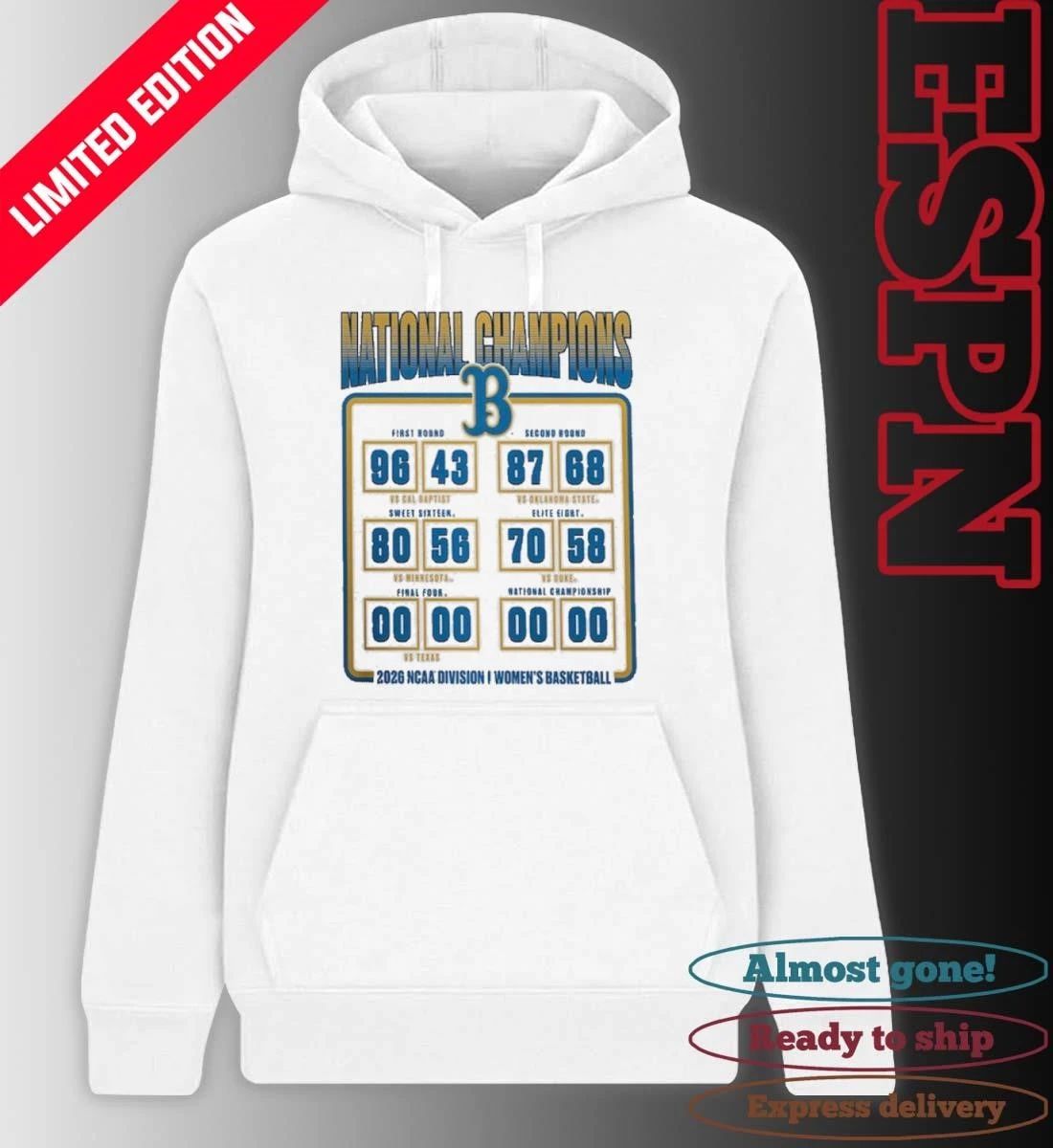 UCLA Bruins NCAA DI Women’s Basketball National Champions Schedule T-Shirt