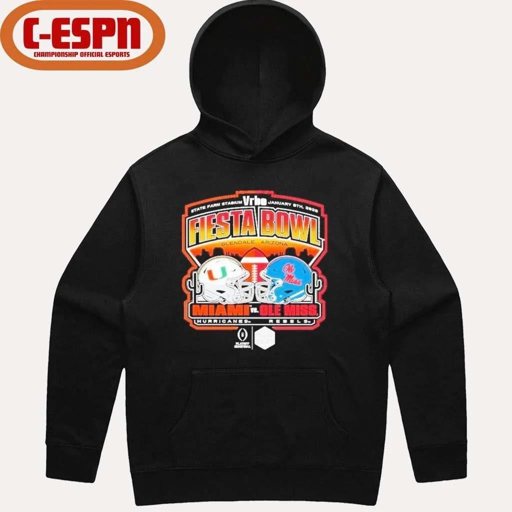 Miami Vs Ole Miss 2026 CFP Semifinal At The Vrbo Fiesta Bowl Matchup Scripted Shirt