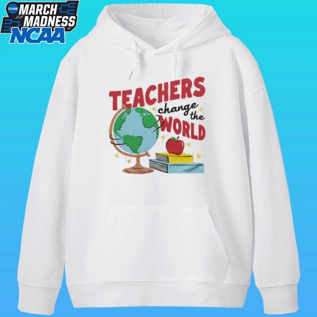 Teachers Change The World White & Red Ringer Shirt