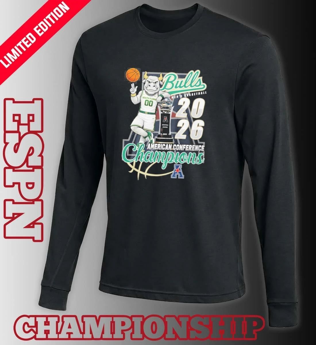 South Florida Men’s Basketball Mascot 2026 American Conference Champions Shirt