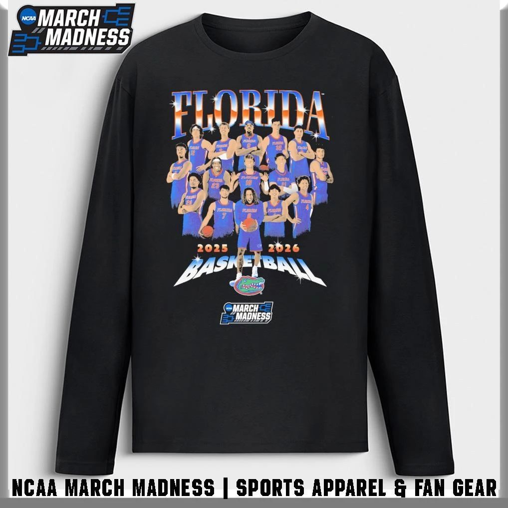 Florida Gators Men’s Basketball Teams 2025-2026 NCAA March Madness T-Shirt