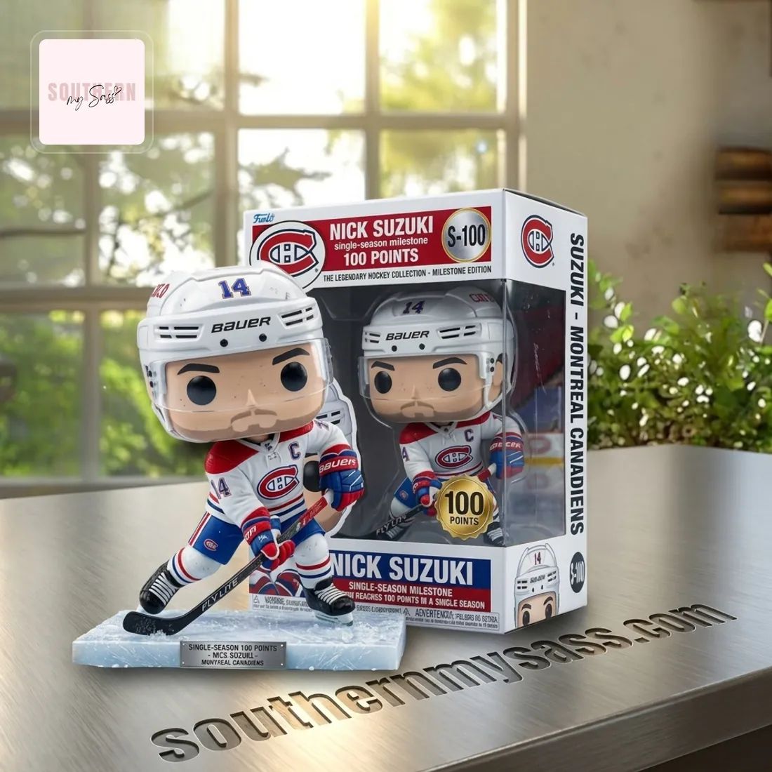 Nick Suzuki Montreal Canadiens 100 Points Single-Season Milestone Funko Pop Figure Doll