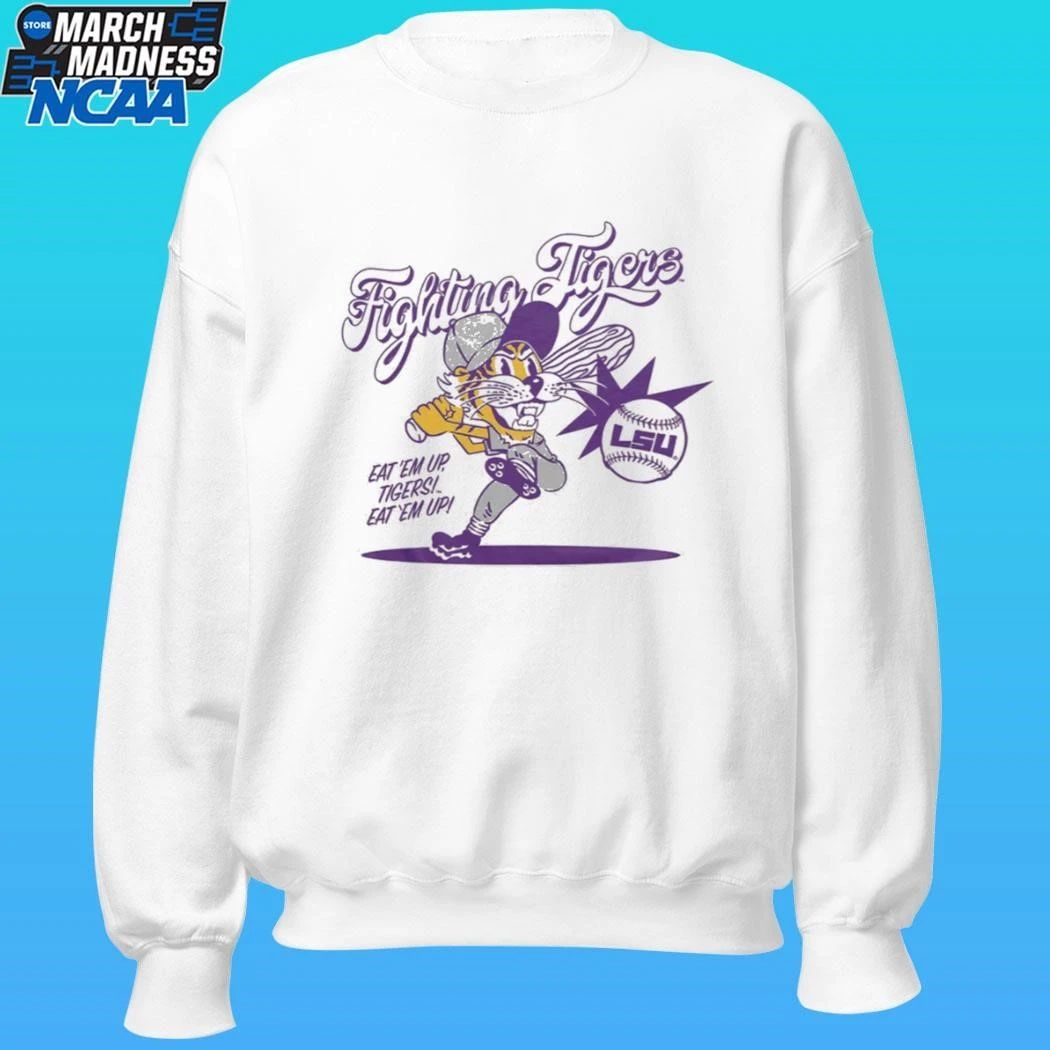 Fighting Tigers Lsu Baseball Eat Em Up Tigers Eat Em Up Lavender Ringer Shirt
