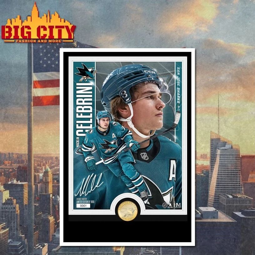 Macklin Celebrini San Jose Sharks Highland Mint poster t-shirt