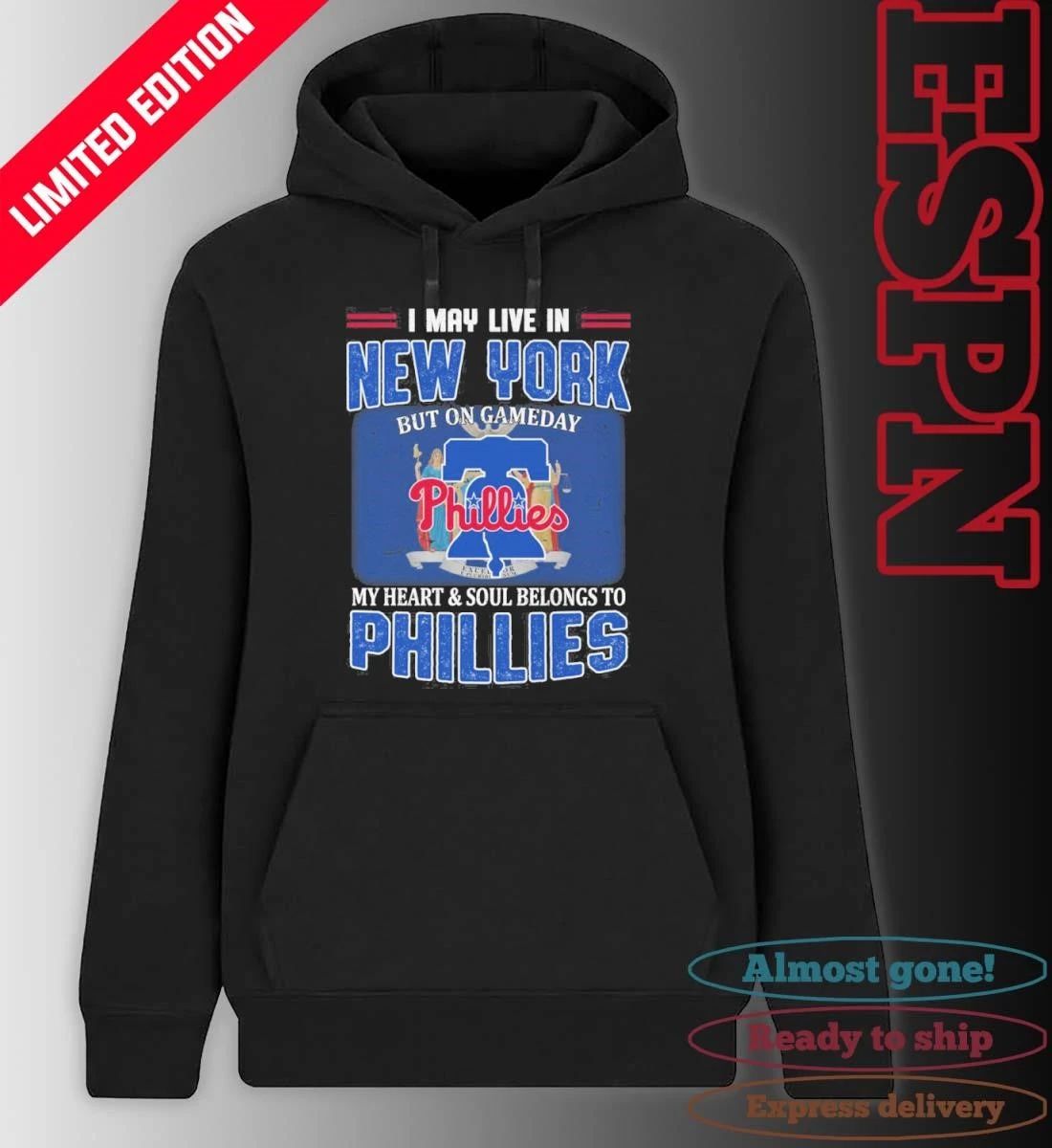 I May Live In New York But On Gameday My Heart & Soul Belongs To Philadelphia Phillies Shirt