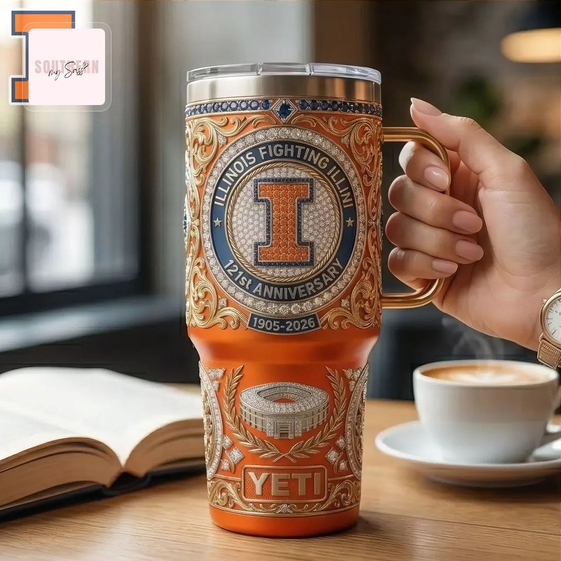 Illinois Fighting Illini 121st Anniversary Yeti Handled Tumbler