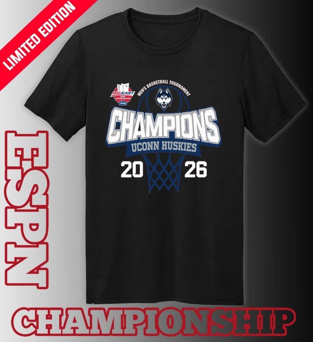 Big East Men’s Basketball Tournament 2026 Champions Uconn Huskies T-Shirt
