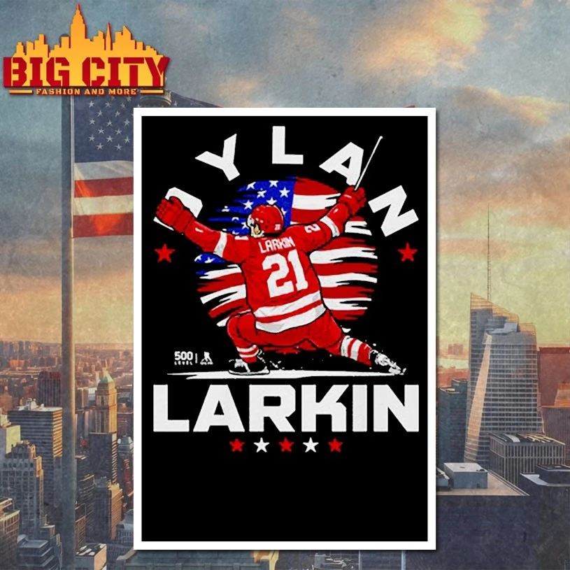 Dylan Larkin Detroit USA Flag Celebration t-shirt