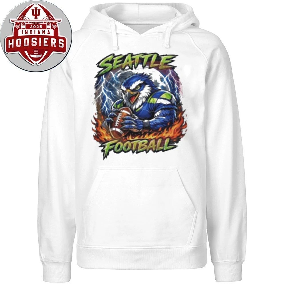 Seattle Football Angry Eagle Mascot Moon and Lightning T-Shirt