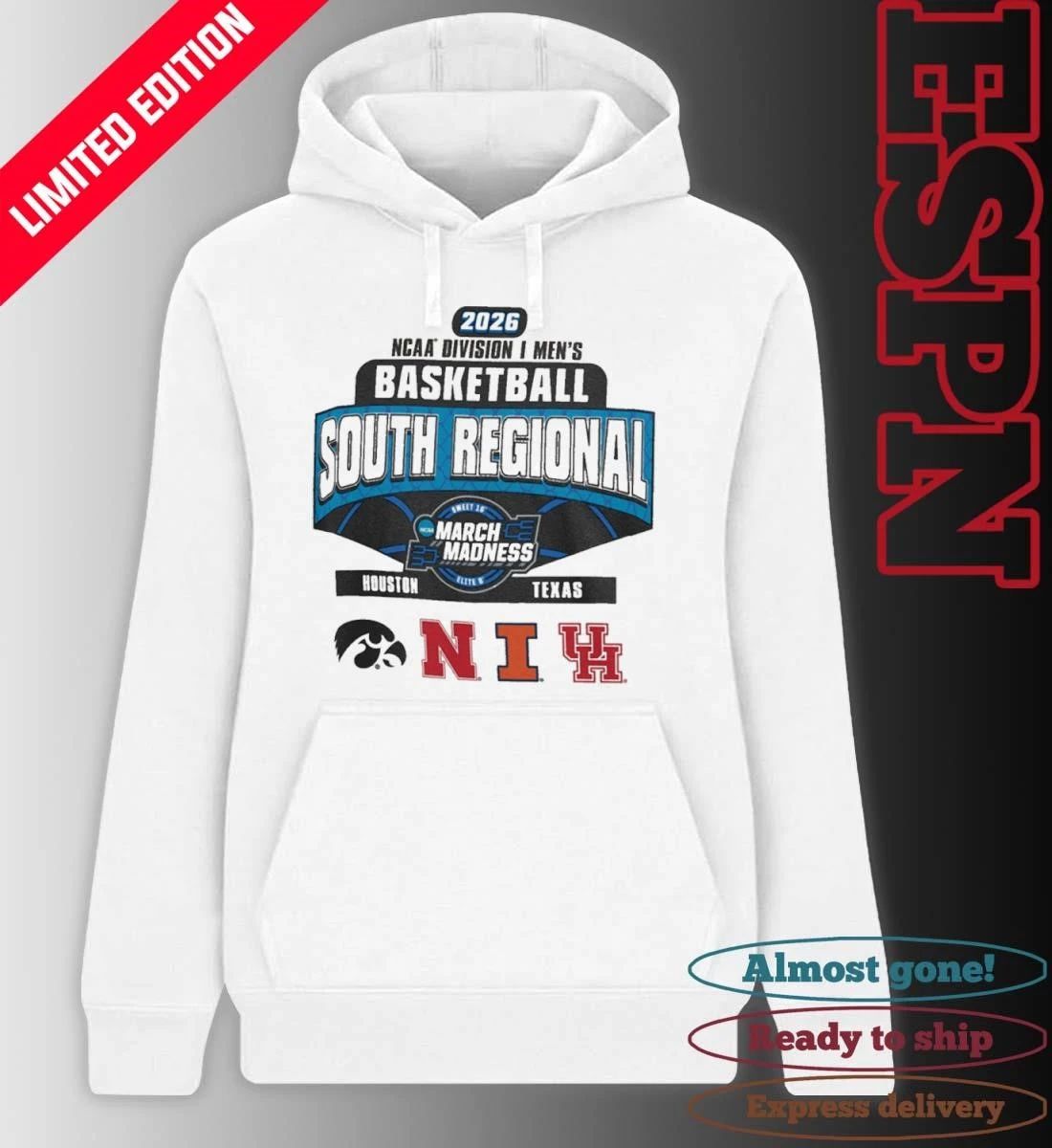 4 Team 2026 NCAA DI Men’s Basketball South Regional Houston, Texas T-Shirt