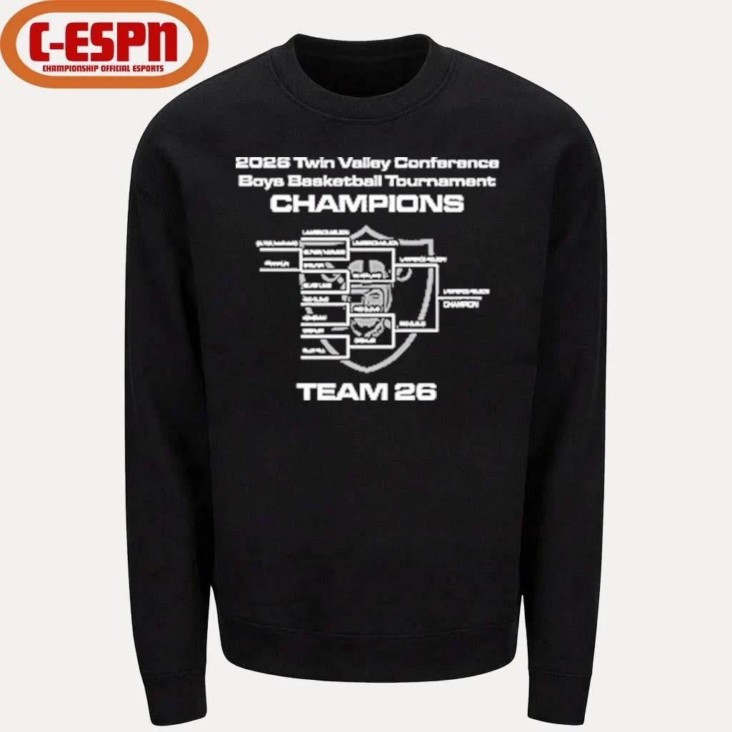 Lawrence-Nelson 2026 TVC Boys Basketball Tournament Champions Shirt