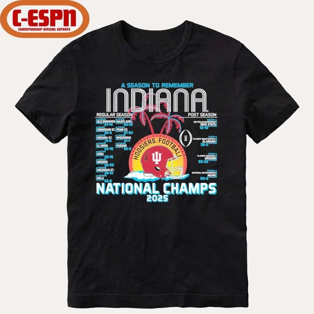 Indiana Football CFP National Champions Retro Schedule T-Shirt