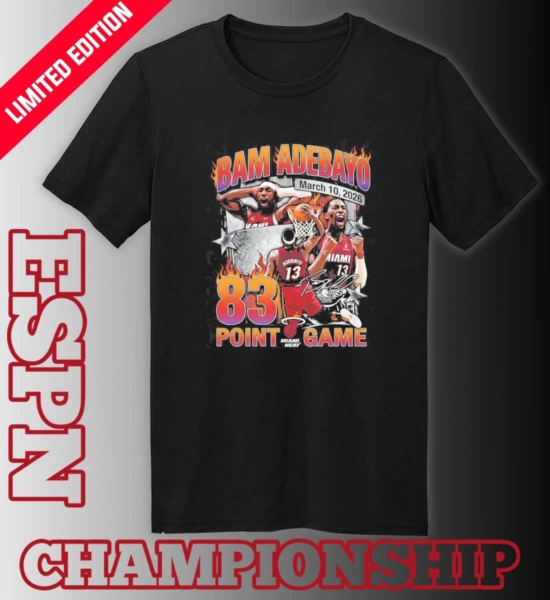 Bam Adebayo Miami Heat 83 Point Game March 10, 2026 Shirt