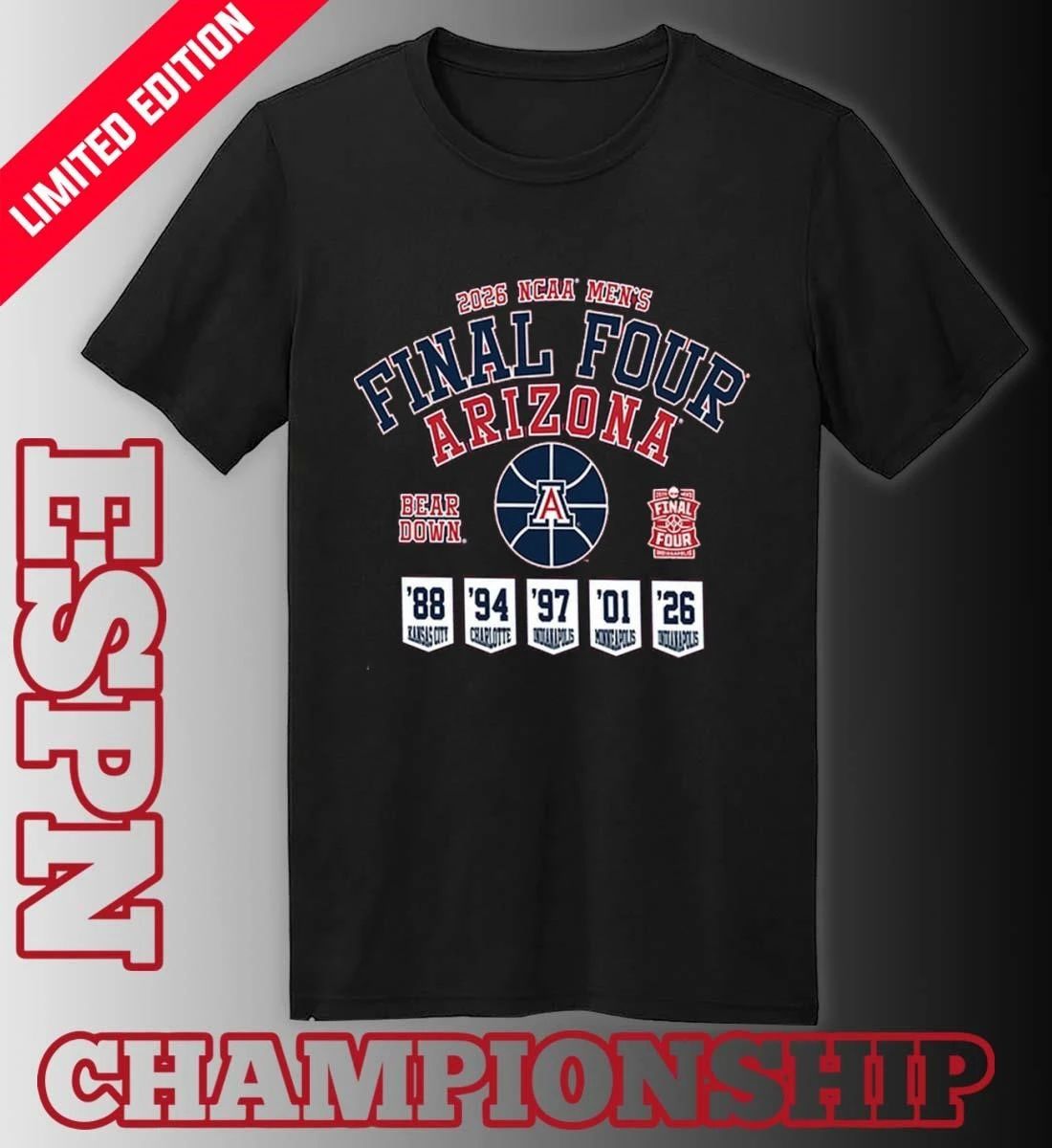 Arizona Wildcats Men’s Basketball 2026 NCAA Final Four Banner Shirt