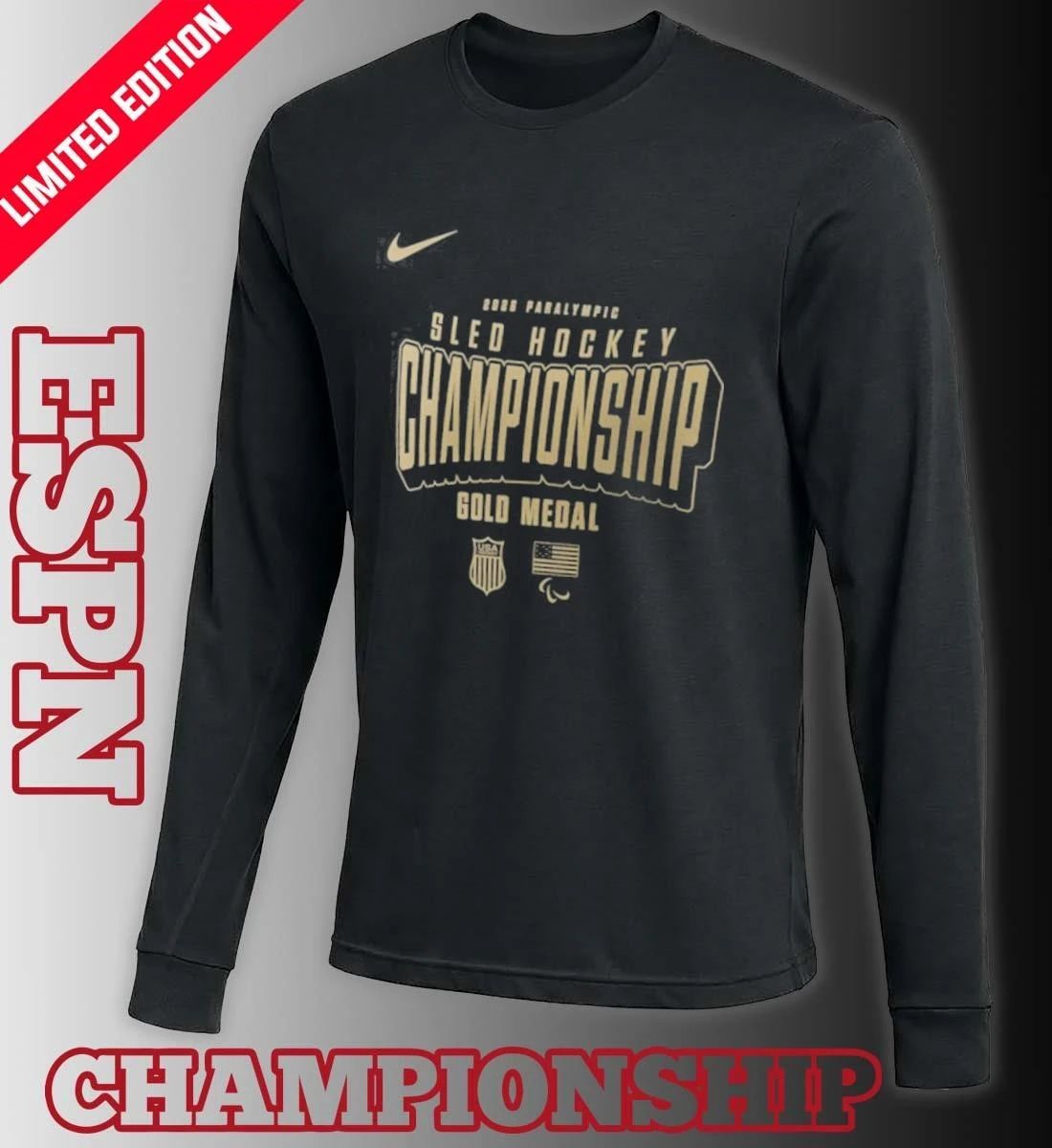 US National Sled Hockey 2026 Winter Olympics Gold Medal Champions T-Shirt