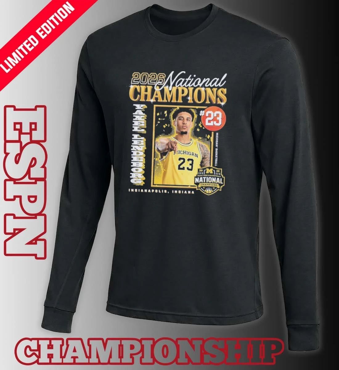 Yaxel Lendeborg Michigan Wolverines 2026 Men’s Basketball National Champions Shirt
