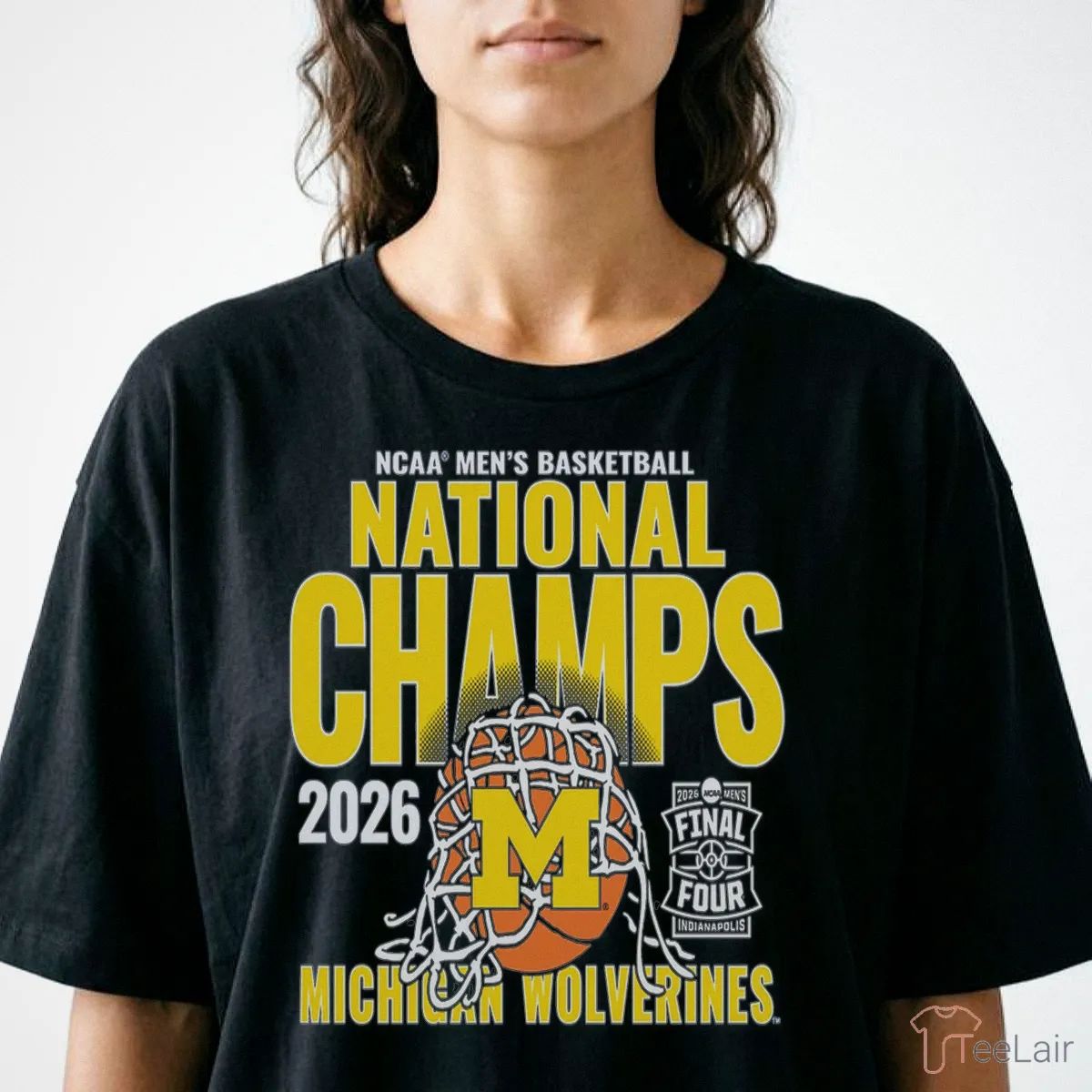 Michigan Wolverines Men’S Basketball National Champions Cut Net Navy T-Shirt