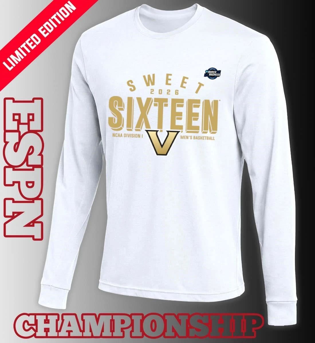 Sweet 16 Vanderbilt Commodores 2026 NCAA Men’s Basketball T-Shirt