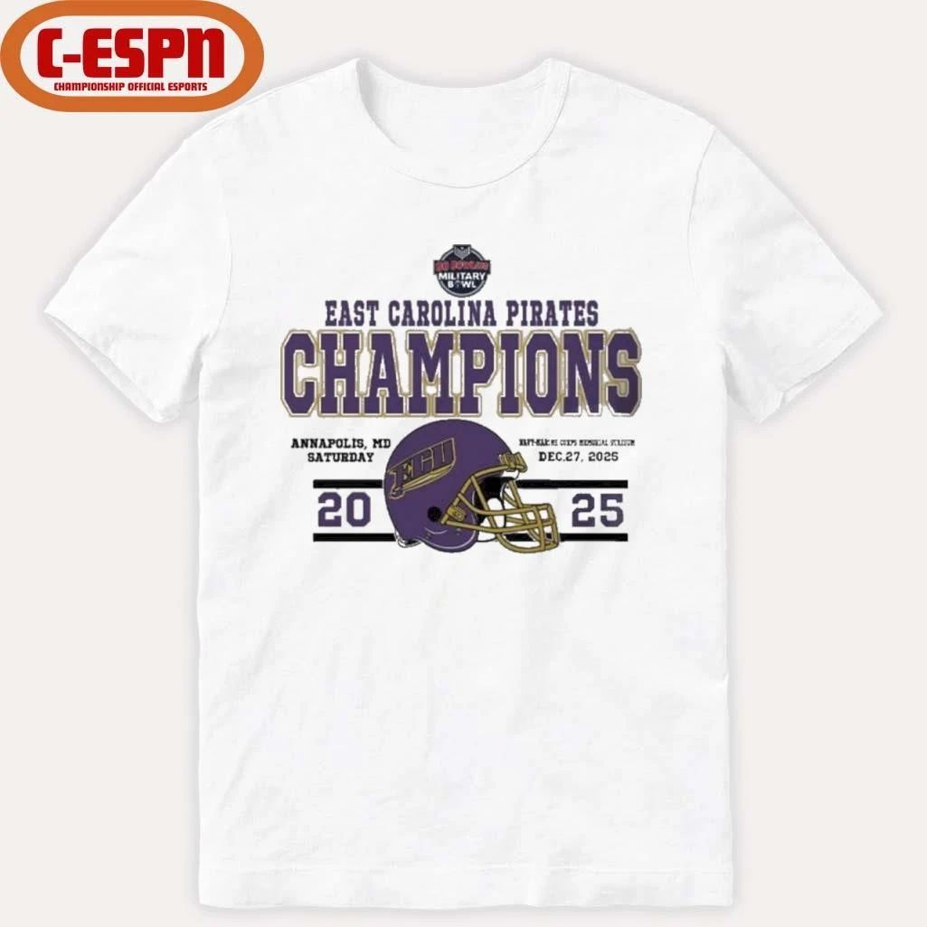 East Carolina Pirates Football Named To Champions 2025 Go Bowling Military Bowl Shirt