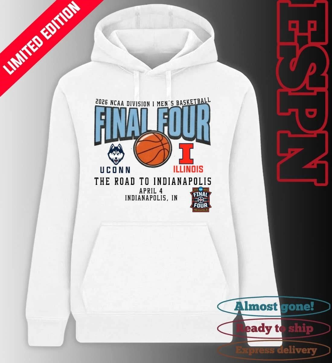 UConn Huskies Vs Illinois Fighting Illini 2026 NCAA DI Men’s Basketball Tournament March Madness Final 4 T-Shirt