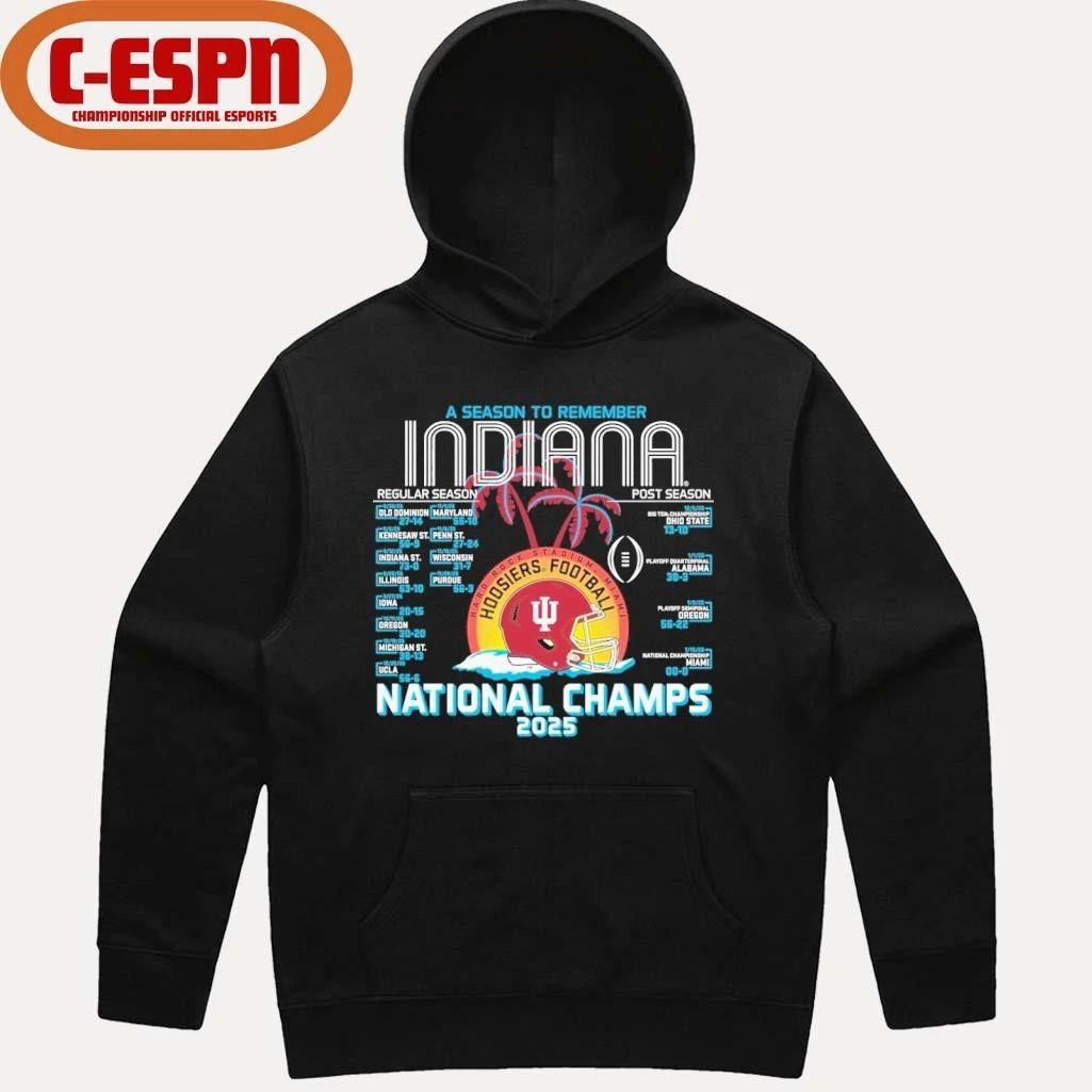Indiana Football CFP National Champions Retro Schedule T-Shirt